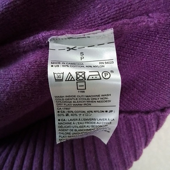 Banana Republic Cotton Blend Knit Turtleneck Sweater Size Petite Small in Purple - Picture 11 of 11